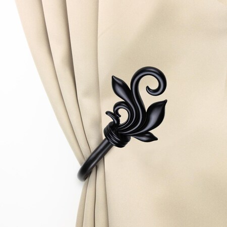 Central Design Giles Curtain Holdback Set, Black - Set of 2 4874-032